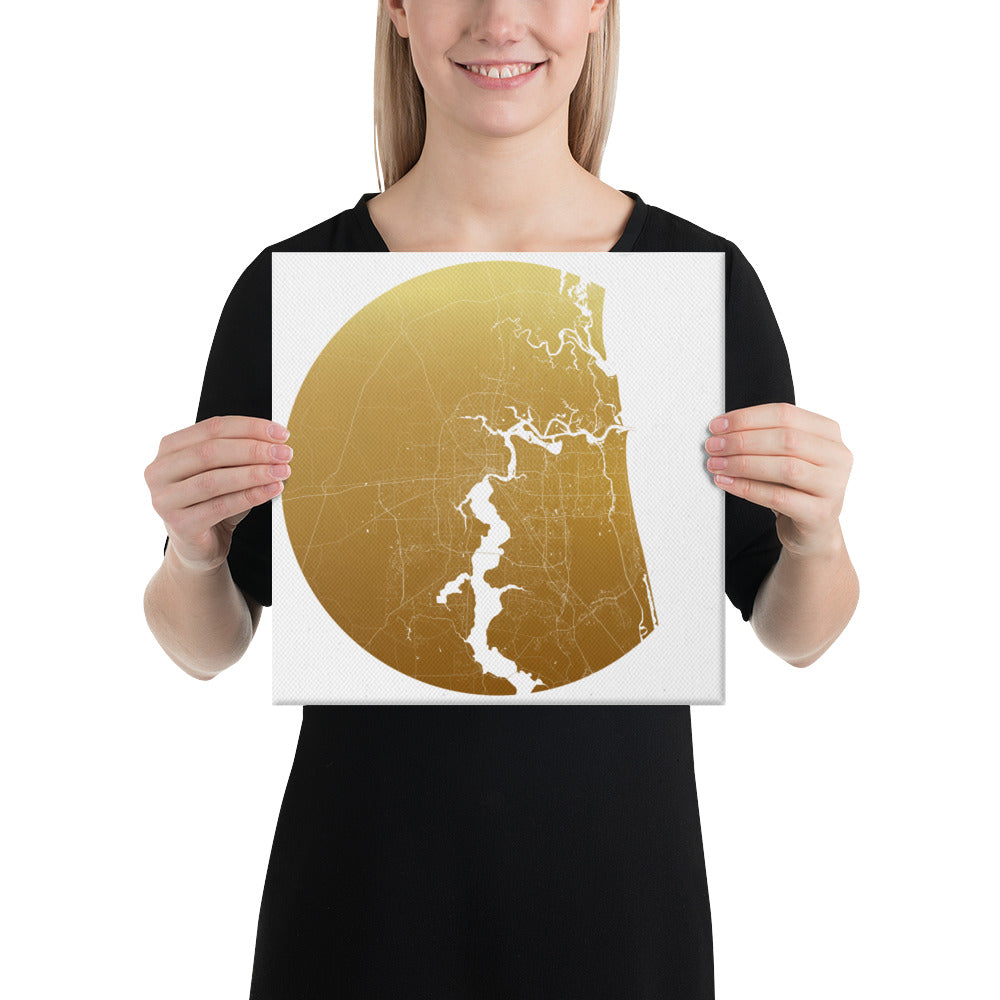 Jacksonville Gold on White Canvas Map