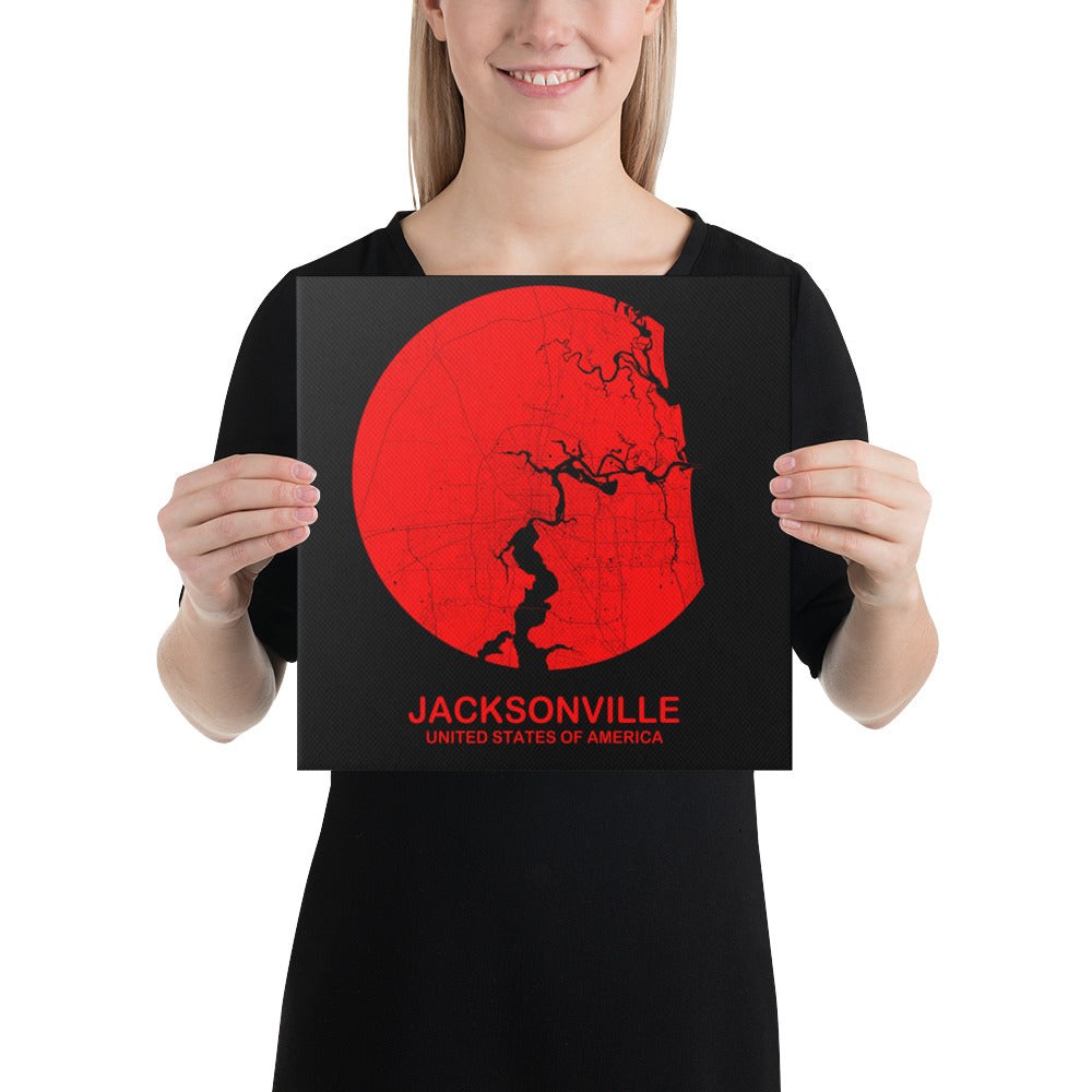 Jacksonville Circular Red Canvas Map