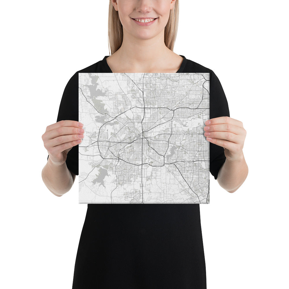 Fort Worth White Canvas Map