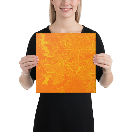 Fort Worth Orange and Yellow Canvas Map