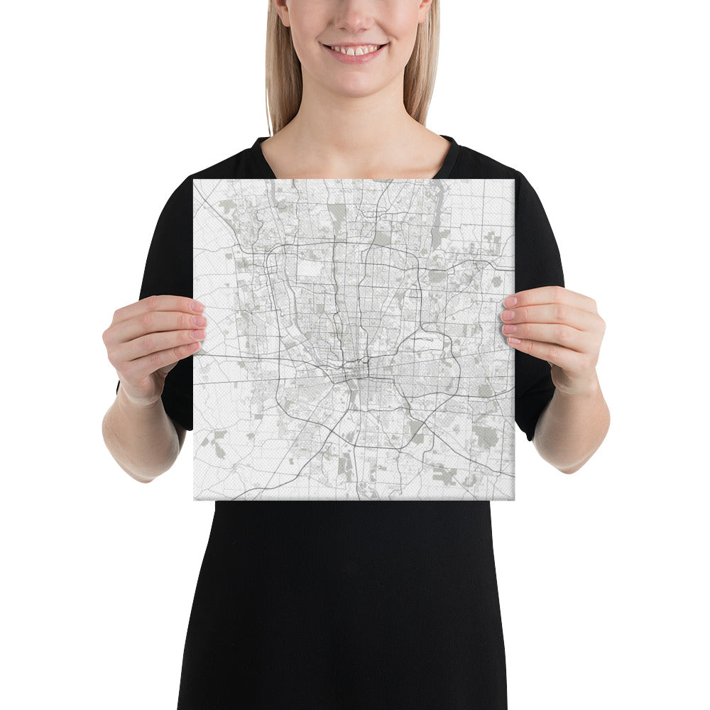 Columbus White Canvas Map