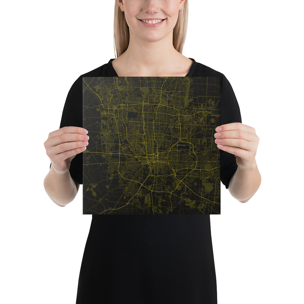 Columbus Black and Yellow Canvas Map