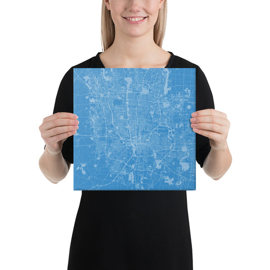 Columbus Blue and White Canvas Map