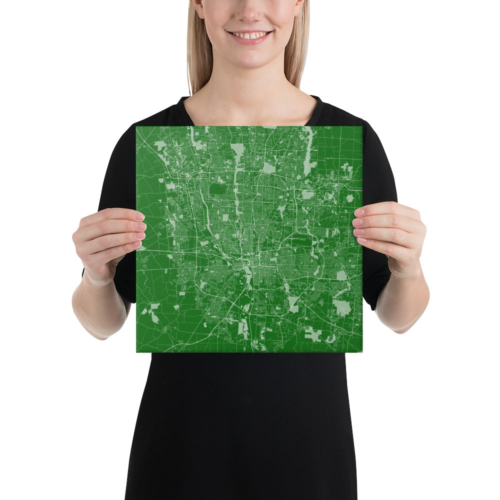 Columbus Green and White Canvas Map