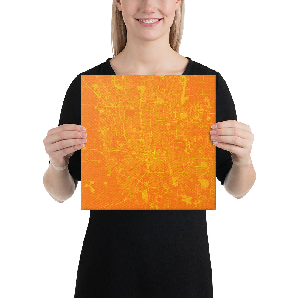 Columbus Orange and Yellow Canvas Map