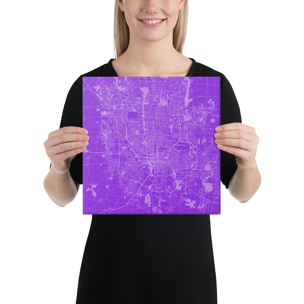 Columbus Purple and White Canvas Map