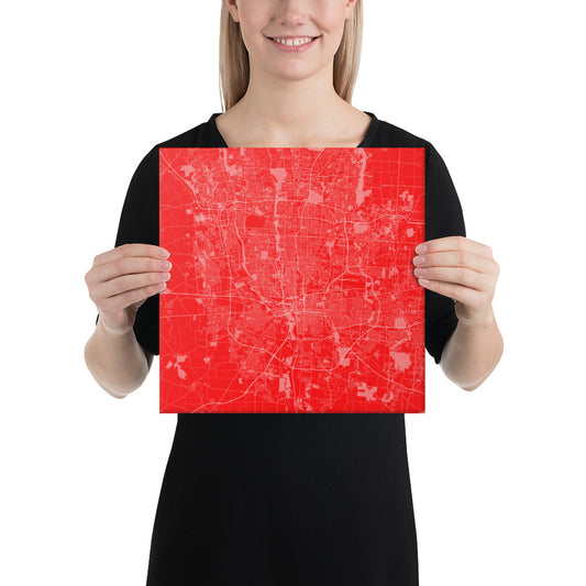 Columbus Red and White Canvas Map