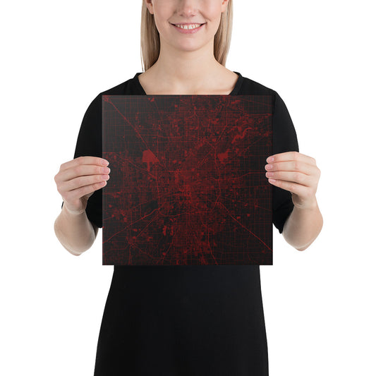 Indianapolis Black and Red Canvas Map