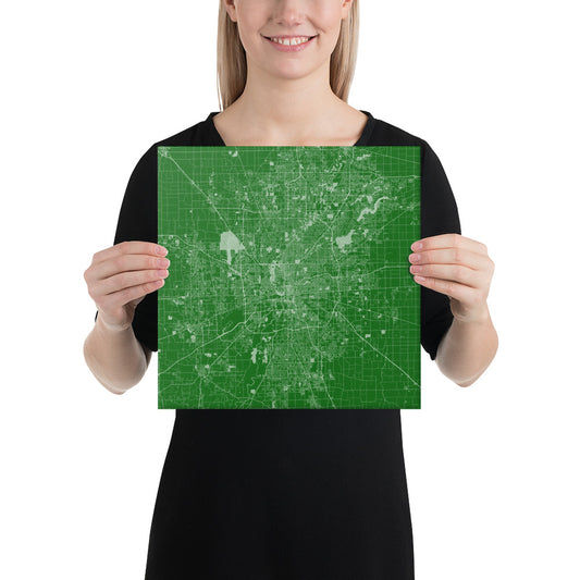 Indianapolis Green and White Canvas Map