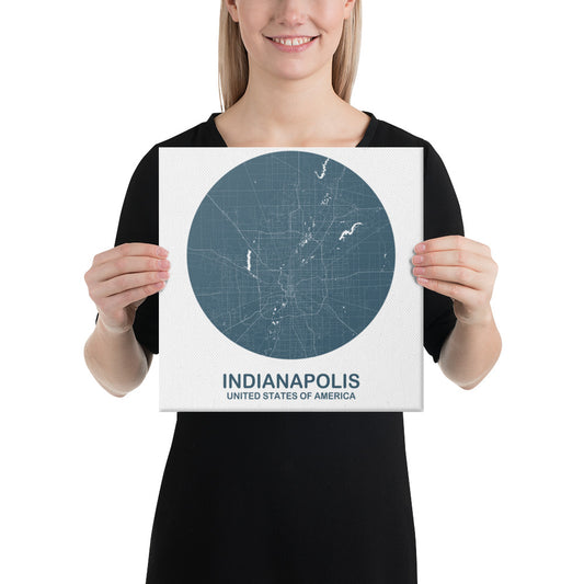 Indianapolis Circular Blue Canvas Map