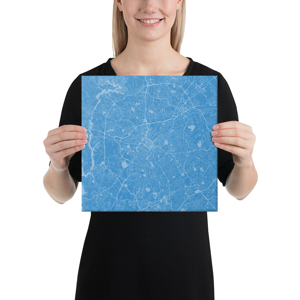 Charlotte Blue and White Canvas Map