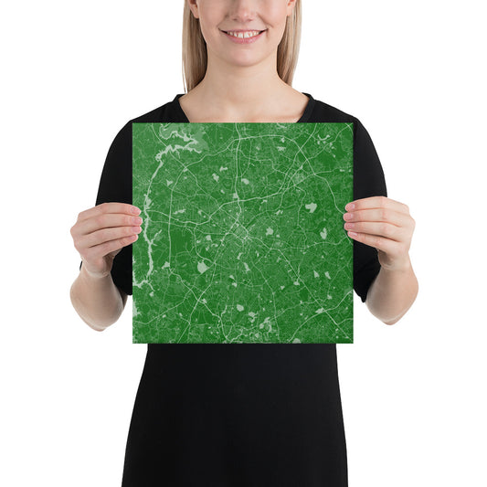 Charlotte Green and White Canvas Map