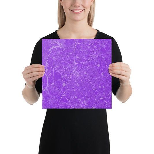 Charlotte Purple and White Canvas Map