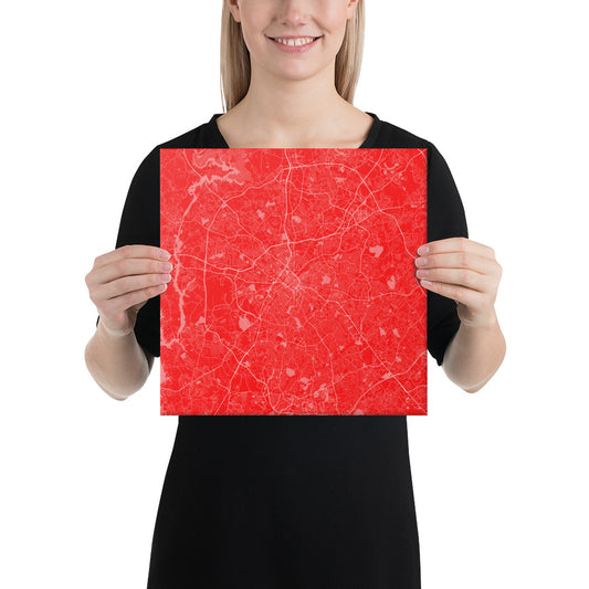 Charlotte Red and White Canvas Map