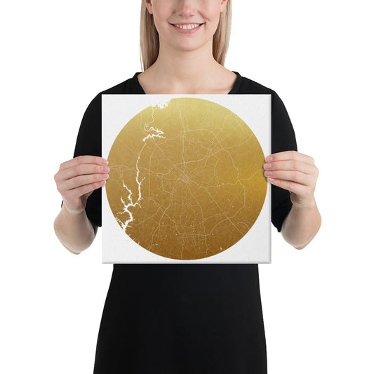 Charlotte Gold on White Canvas Map