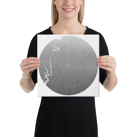 Charlotte Silver on White Canvas Map