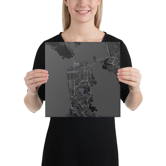 San Francisco Black Canvas Map