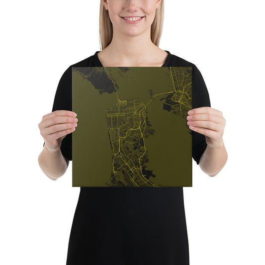 San Francisco Black and Yellow Canvas Map