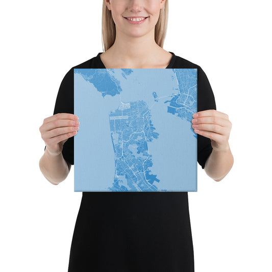 San Francisco Blue and White Canvas Map