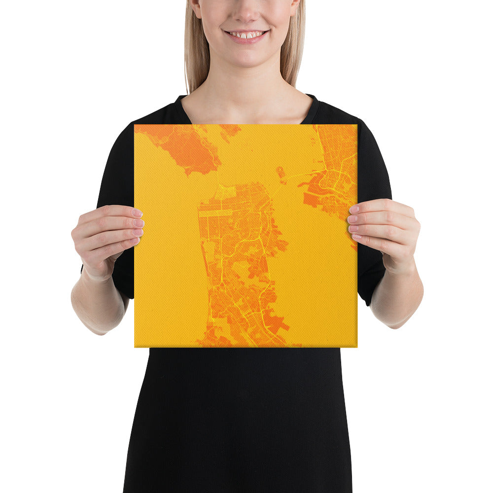 San Francisco Orange and Yellow Canvas Map