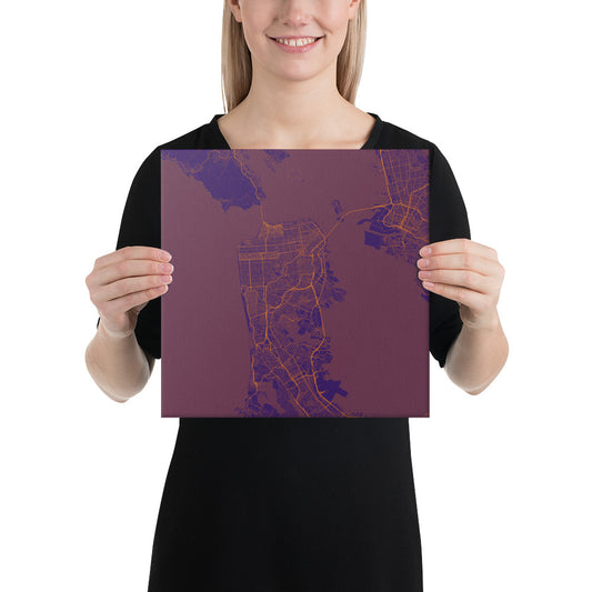 San Francisco Purple and Orange Canvas Map