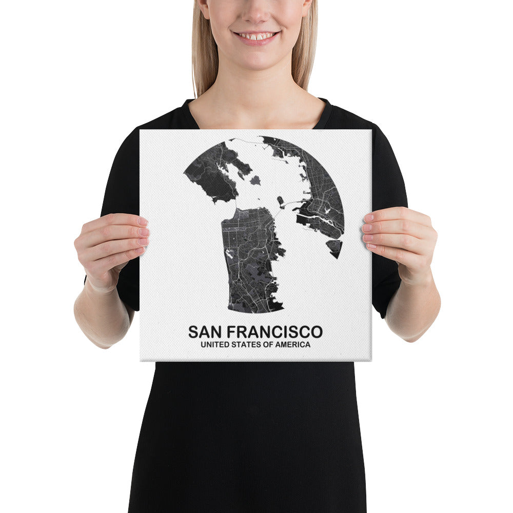 San Francisco Circular Black Canvas Map