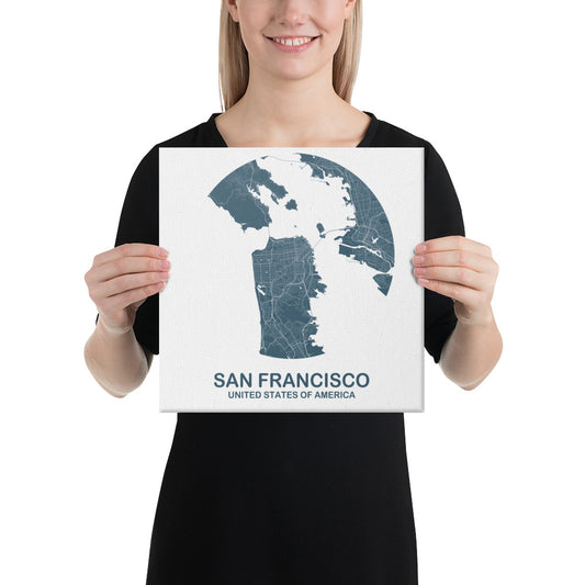 San Francisco Circular Blue Canvas Map