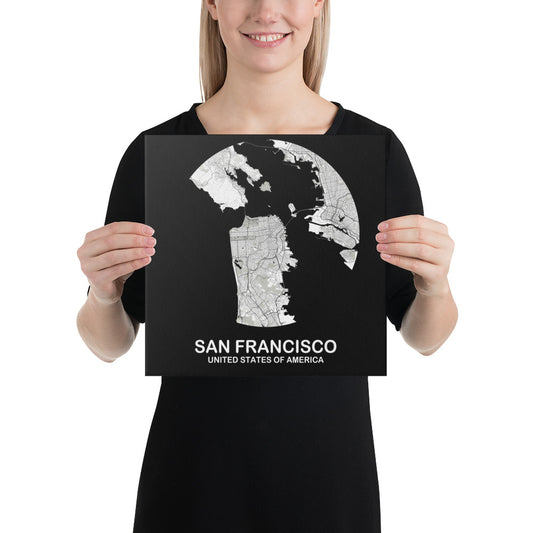 San Francisco Circular White Canvas Map