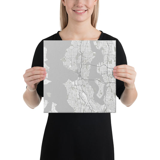 Seattle White Canvas Map