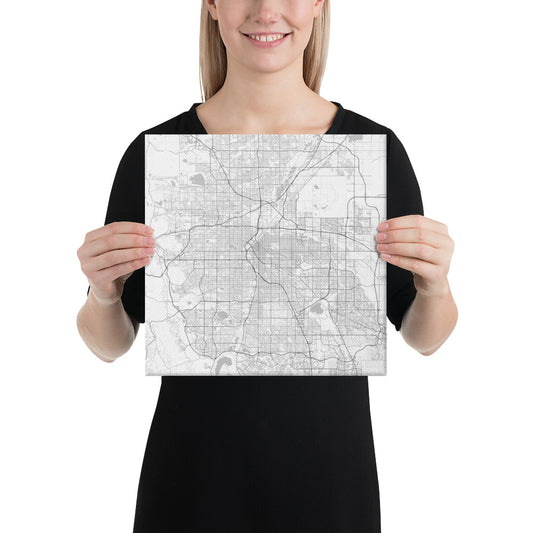 Denver White Canvas Map