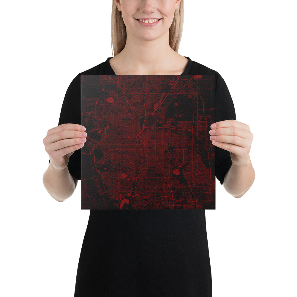 Denver Black and Red Canvas Map