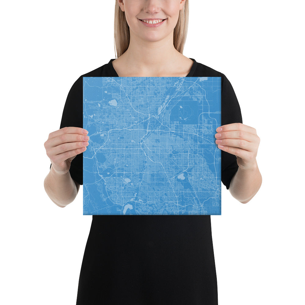 Denver Blue and White Canvas Map