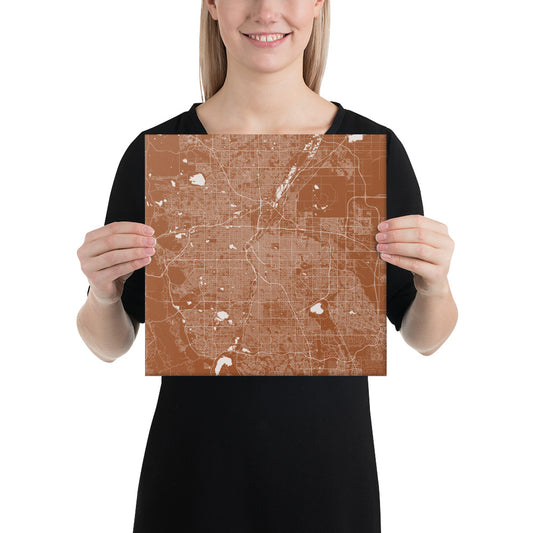 Denver Brown and White Canvas Map