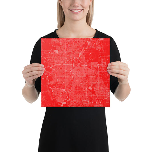 Denver Red and White Canvas Map