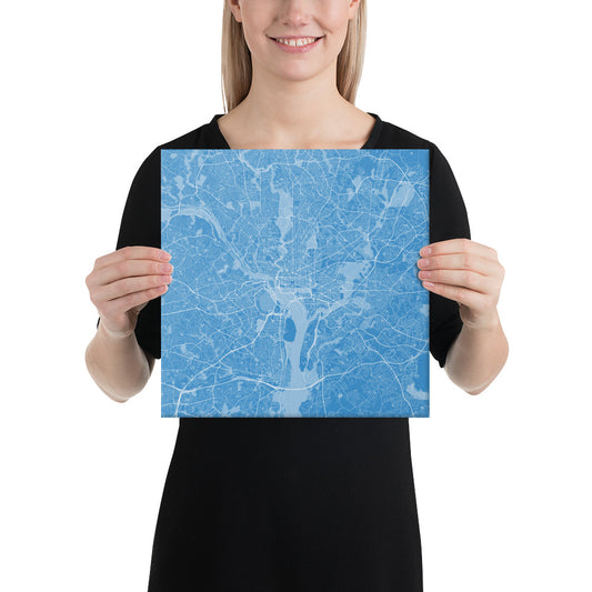 Washington, D.C. Blue and White Canvas Map