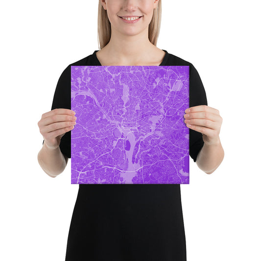 Washington, D.C. Purple and White Canvas Map