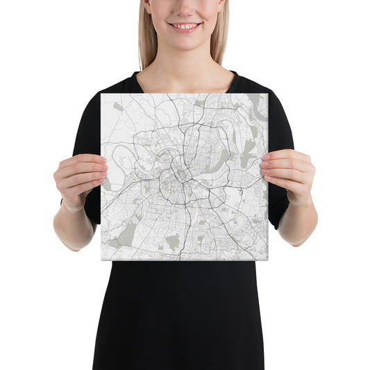 Nashville White Canvas Map