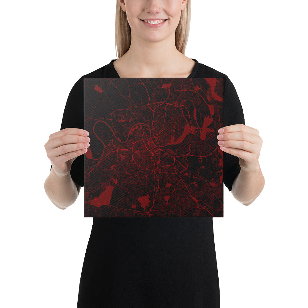 Nashville Black and Red Canvas Map