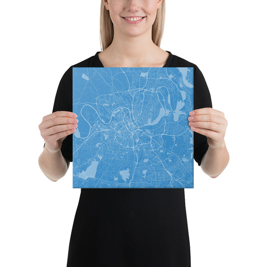 Nashville Blue and White Canvas Map