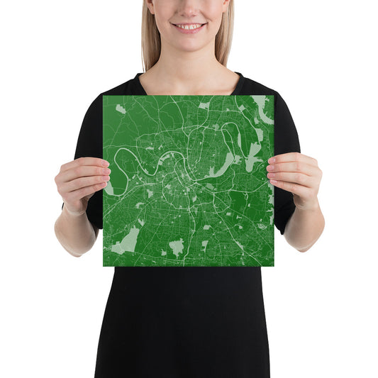 Nashville Green and White Canvas Map