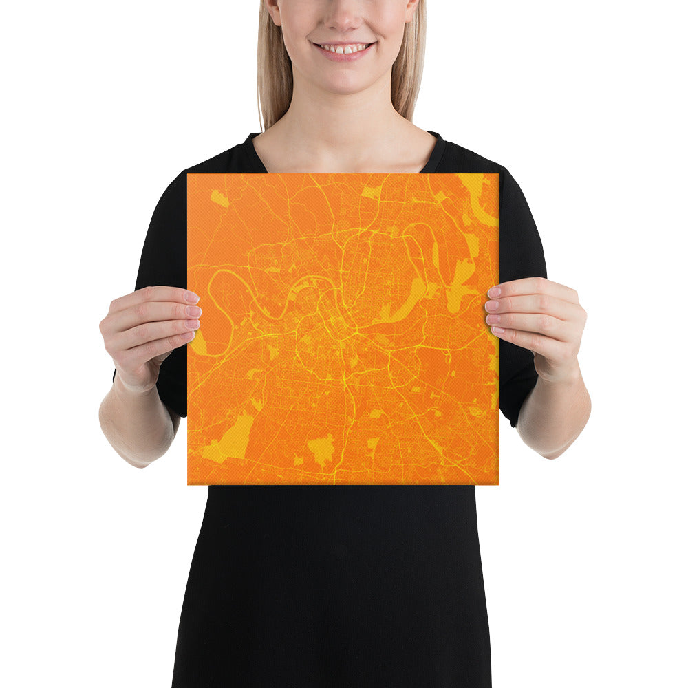 Nashville Orange and Yellow Canvas Map