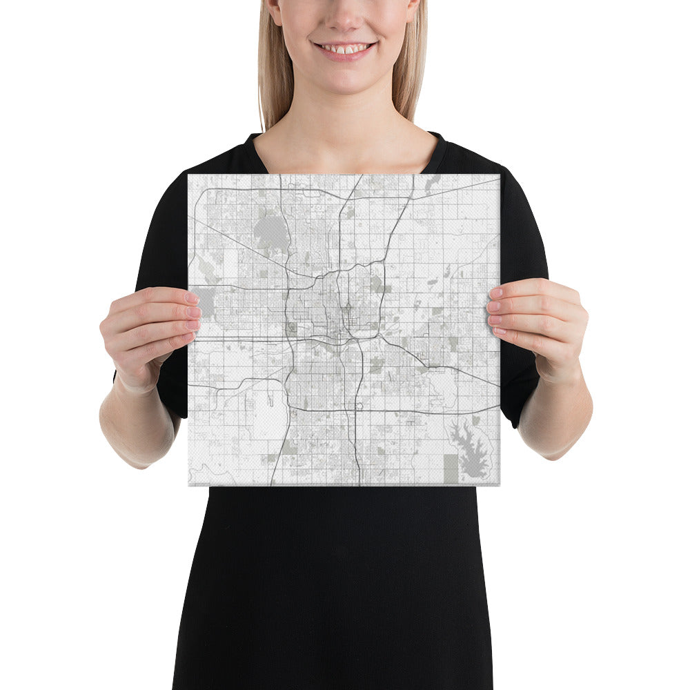 Oklahoma City White Canvas Map