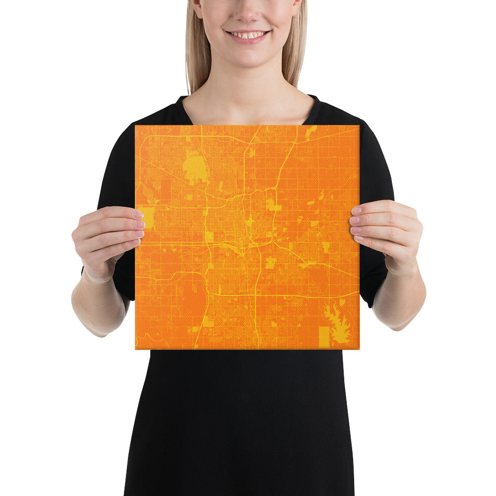 Oklahoma City Orange and Yellow Canvas Map