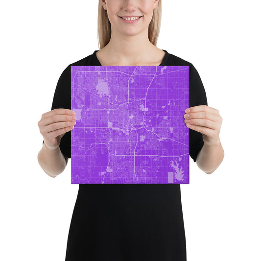 Oklahoma City Purple and White Canvas Map