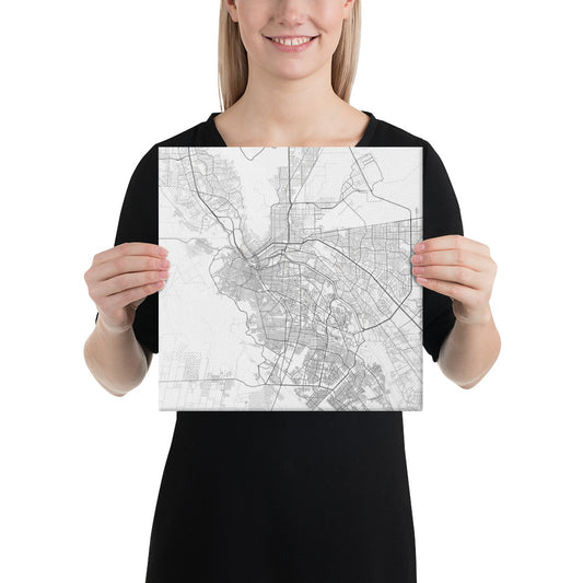 El Paso White Canvas Map