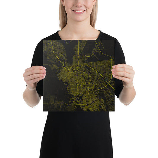 El Paso Black and Yellow Canvas Map