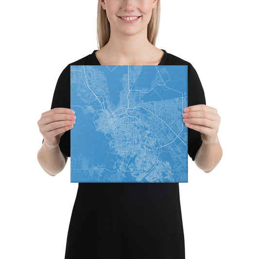 El Paso Blue and White Canvas Map