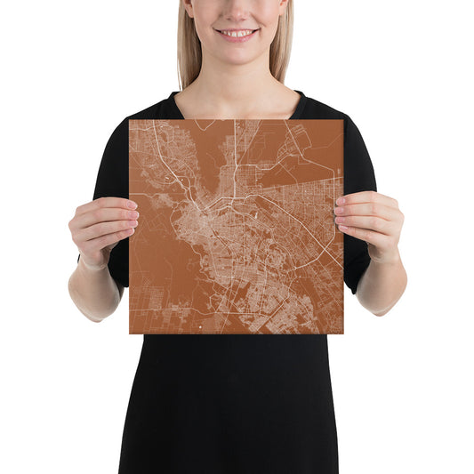 El Paso Brown and White Canvas Map