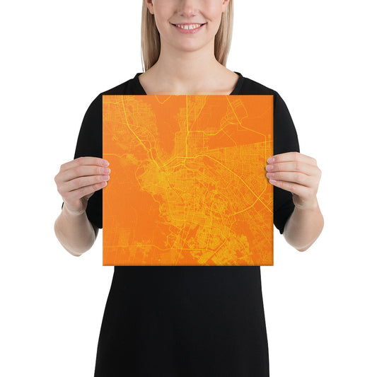 El Paso Orange and Yellow Canvas Map