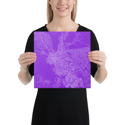 El Paso Purple and White Canvas Map